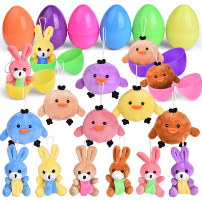Bunnies and Chicks Plushies with Easter Eggs Pack of 12Heart - Carbone's Marketplace