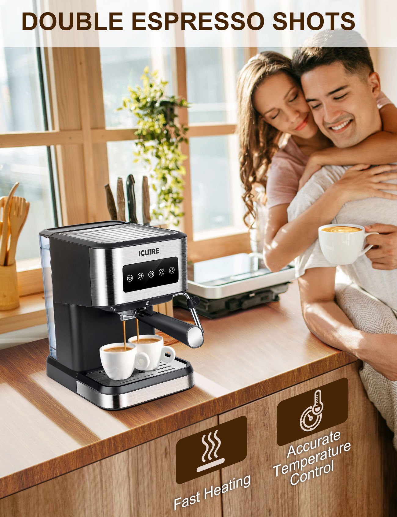 Espresso Machine with Milk Frother, 20 Bar Pump Pressure Coffee Machine, 1.5L/50oz Removable Water Tank, 1050W Semi-Automatic Espresso/Latte/Cappuccino Machines for Home Barista, Office