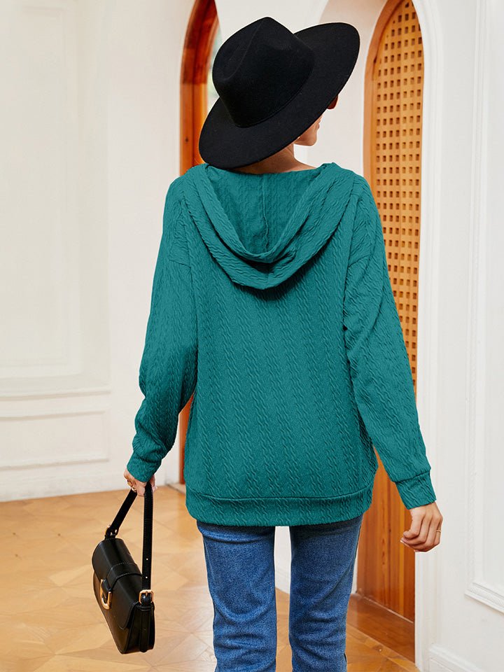 Lace-Up Long Sleeve Hoodie - Carbone's Marketplace
