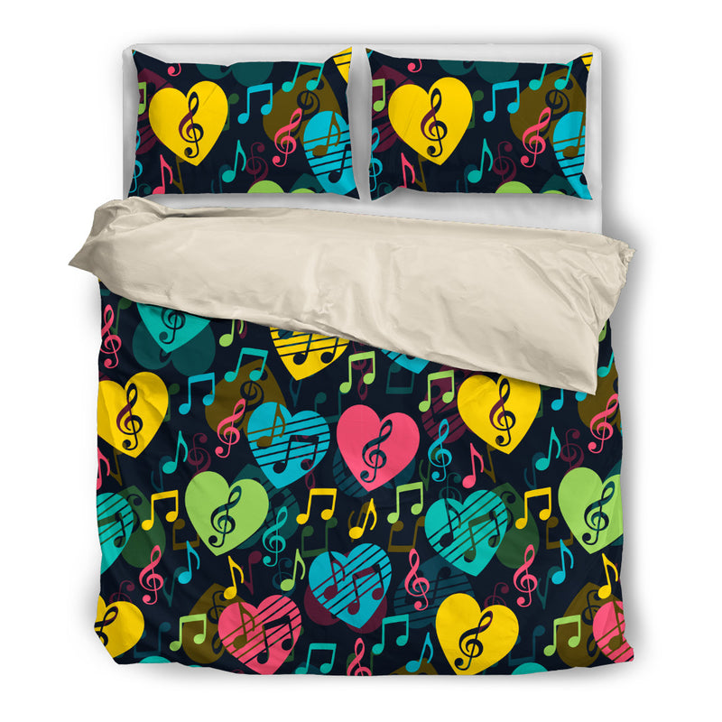 Colorful Hearts Music Bedding Set