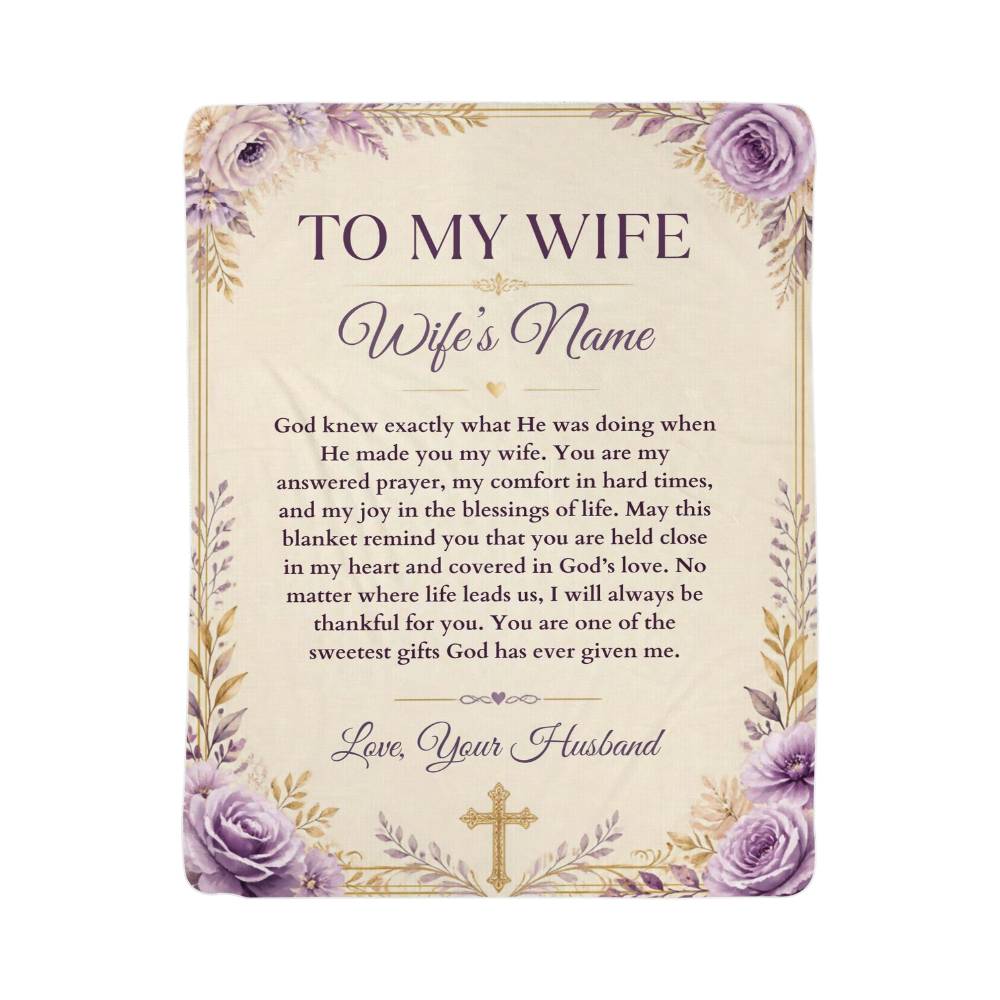 To My Wife Christian Floral Sherpa Fleece Blanket