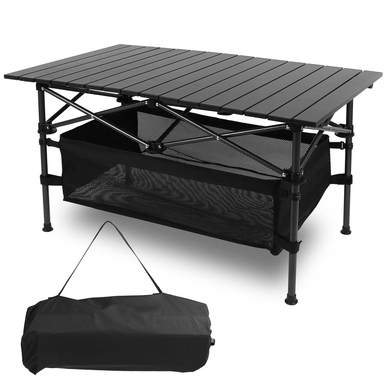 1Pc Folding Camping Table Portable Aluminum Roll - up Picnic BBQ Desk with Carrying Bag Heavy Duty Outdoor Beach Backyard Party Patio - Carbone's Marketplace