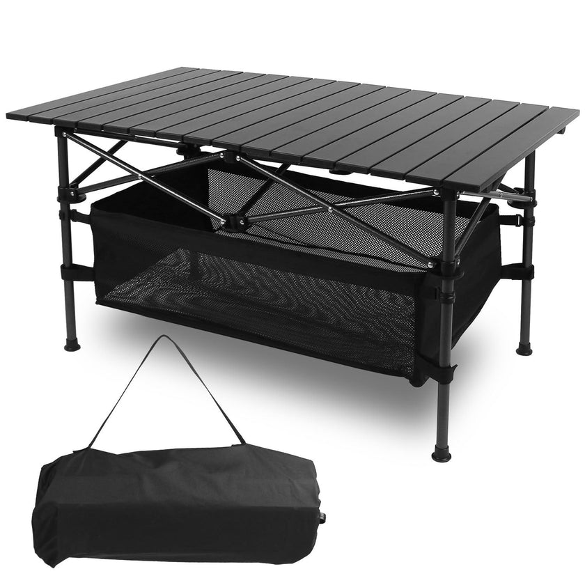 1Pc Folding Camping Table Portable Aluminum Roll - up Picnic BBQ Desk with Carrying Bag Heavy Duty Outdoor Beach Backyard Party Patio - Carbone's Marketplace