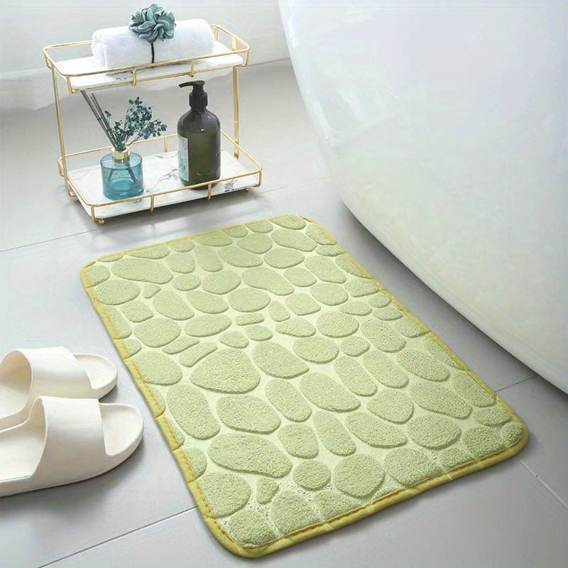 1pc Non - Slip Memory Foam Bath Rug with Cobblestone Embossment - Rapid Water Absorbent and Washable - Soft and Comfortable Carpet for Shower Room and Bathroom - Perfect Bathroom Accessory - Carbone's Marketplace