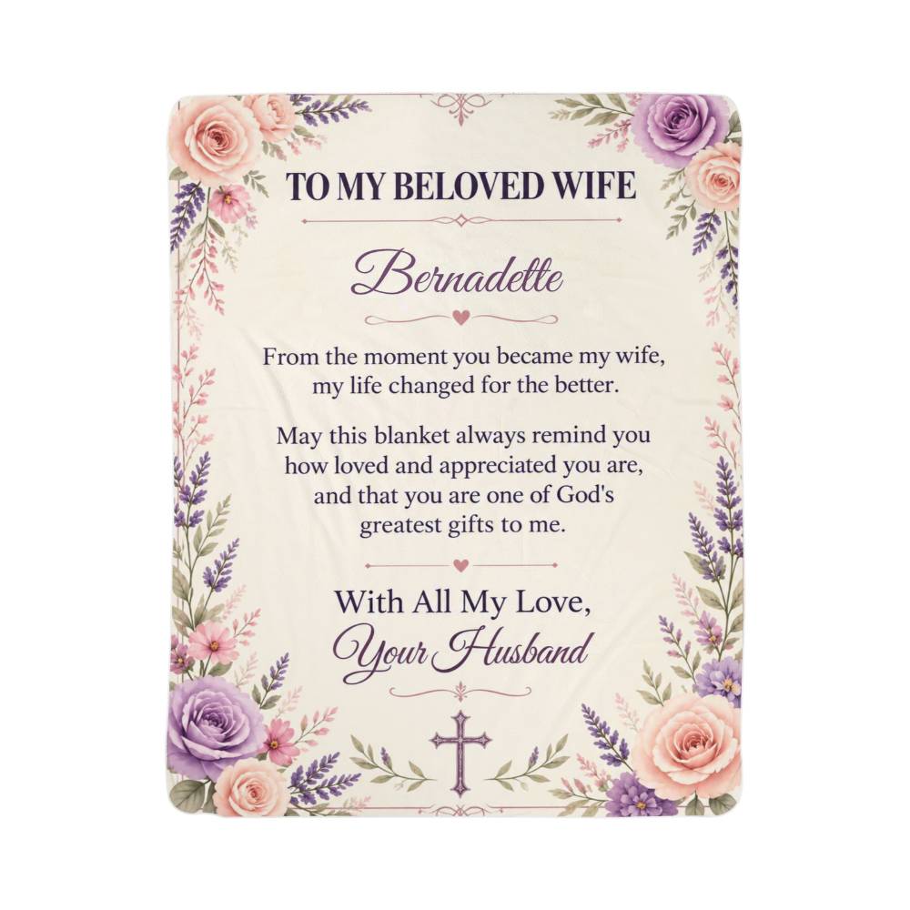 To My Beloved Wife Personalized Sherpa Blanket | Christian Gift From Husband