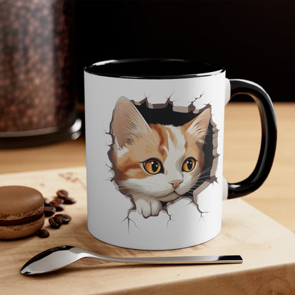 Peeking Cat Mug 1, 11oz