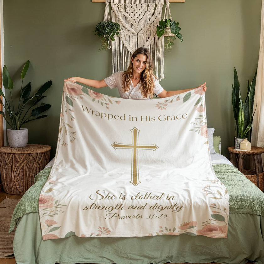 Wrapped in His Grace — Faith Fleece Blanket