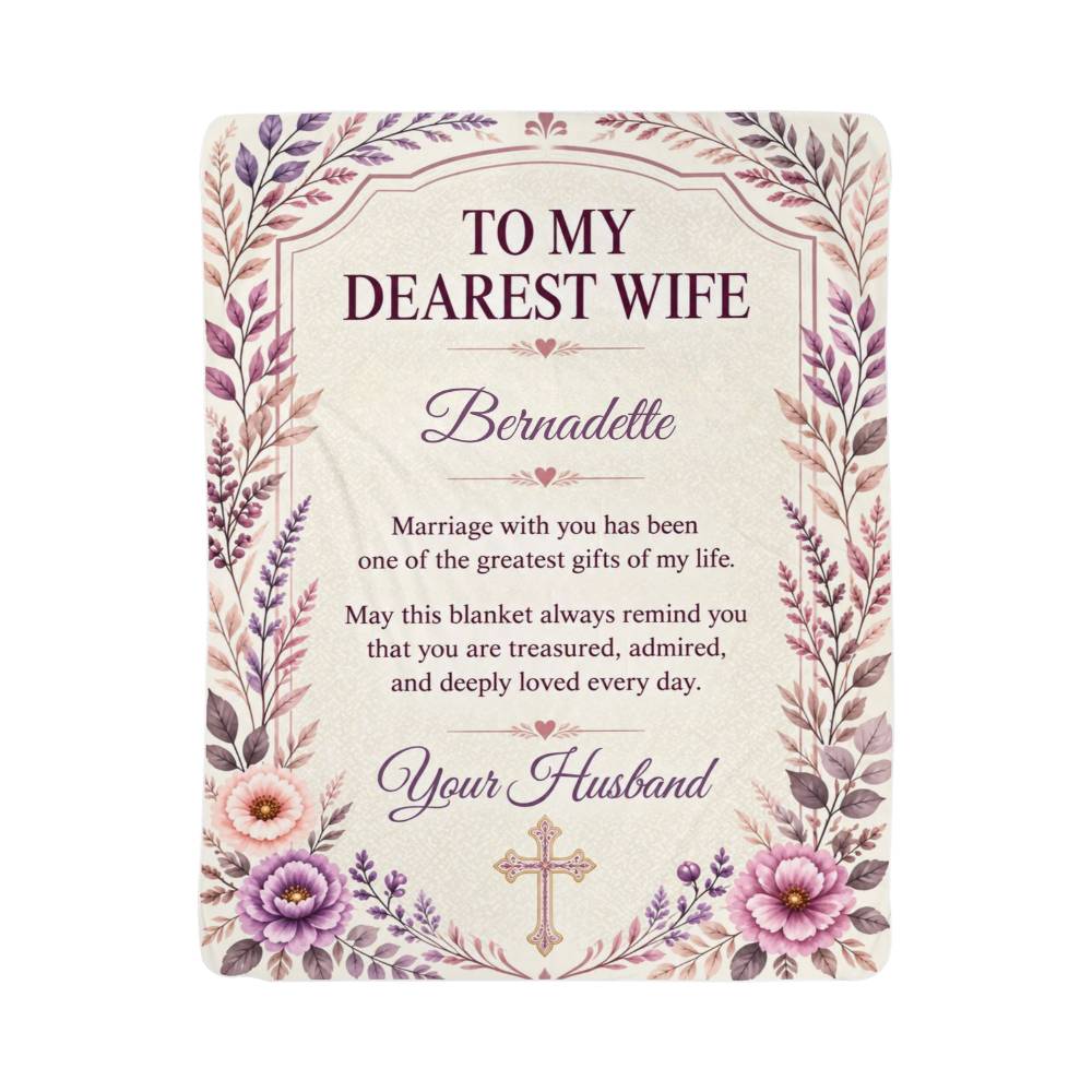 To My Dearest Wife Personalized Sherpa Blanket | Christian Gift From Husband