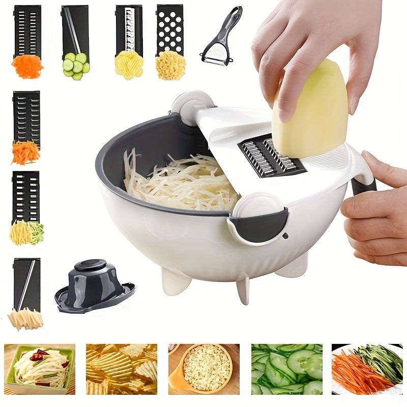 9 in 1 Multifunctional Cutting and Draining Basket for Vegetables with Household Potato Shredder - Kitchen Tool - Carbone's Marketplace