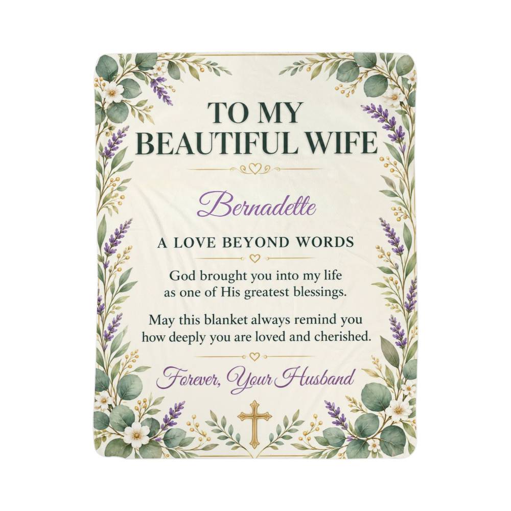To My Beautiful Wife Personalized Sherpa Blanket | Christian Gift From Husband