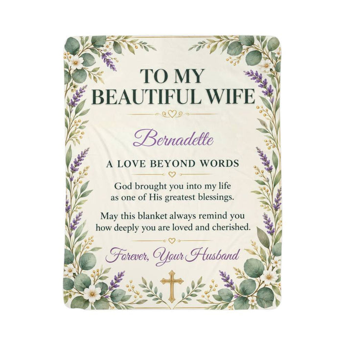 To My Beautiful Wife Personalized Sherpa Blanket | Christian Gift From Husband