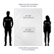 Measurement chart showing a blanket size with two silhouettes of people for scale.