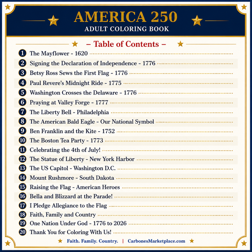Free America 250 Adult Coloring Book 🇺🇸
