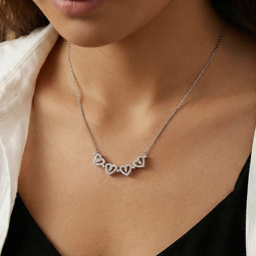 Magnetic Hearts Necklace - Four Hearts, One Bond