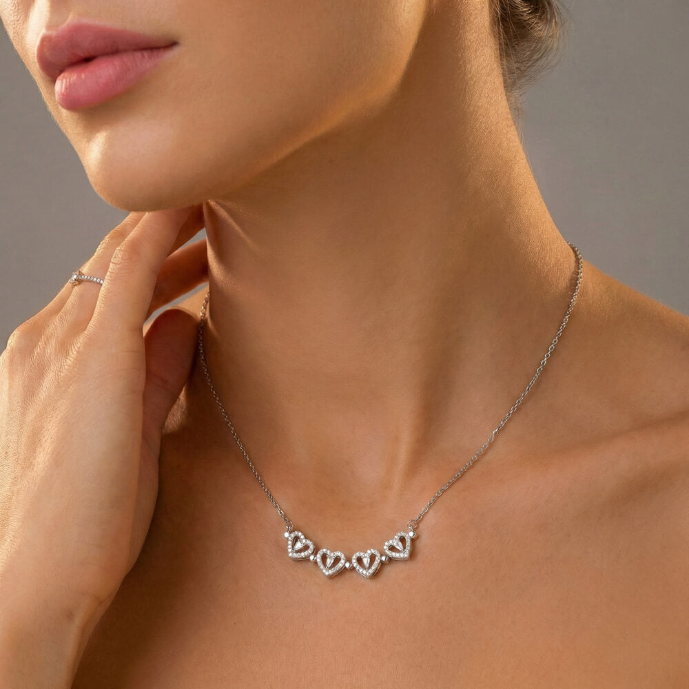 Magnetic Hearts Necklace - Four Hearts, One Bond