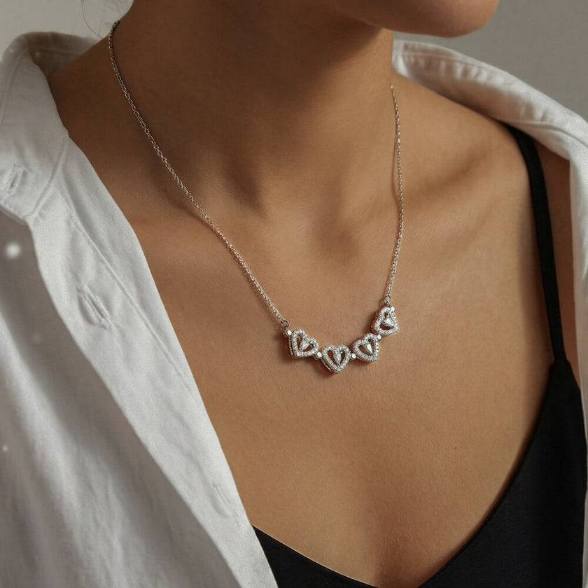 Magnetic Hearts Necklace - Four Hearts, One Bond
