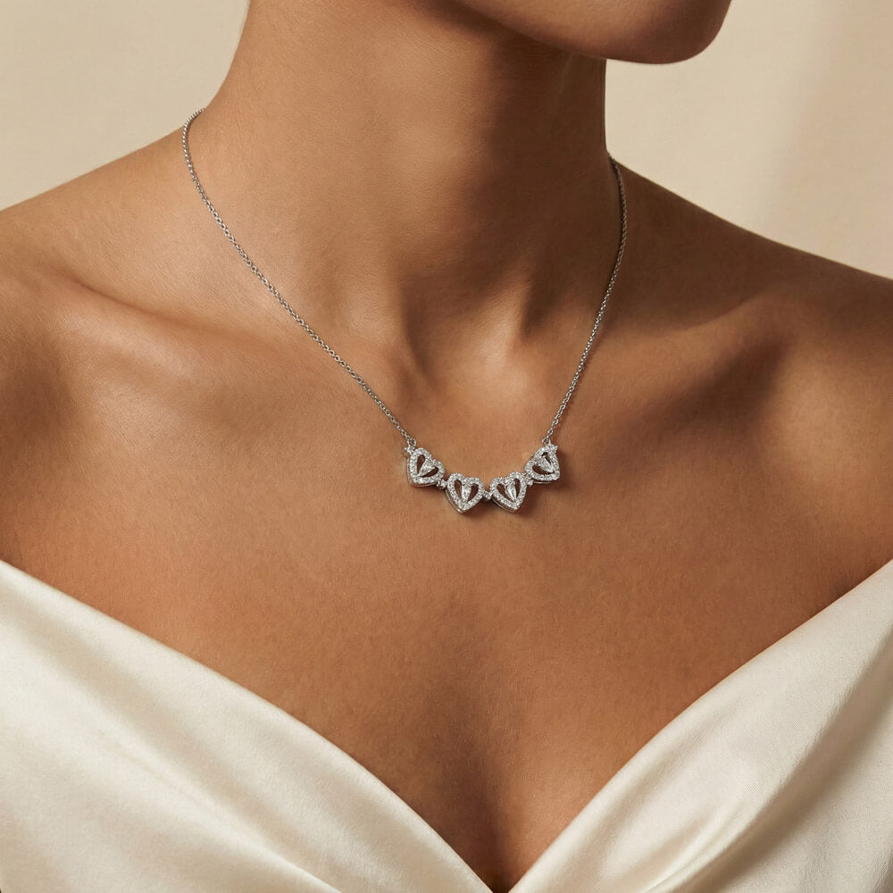 2-in-1 Magnetic Convertible Lucky Clover and Hearts Necklace