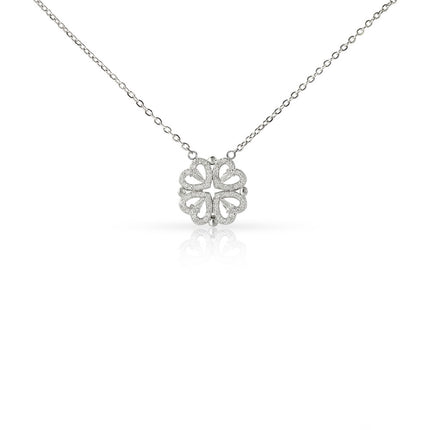 2-in-1 Magnetic Convertible Lucky Clover and Hearts Necklace