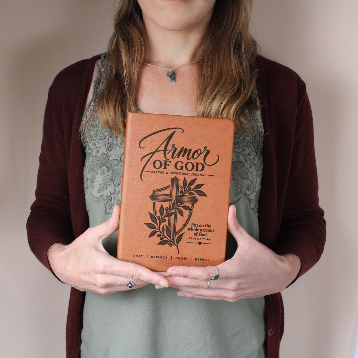 Armor of God – Ephesians 6:11 Engraved Vegan Leather Prayer Journal