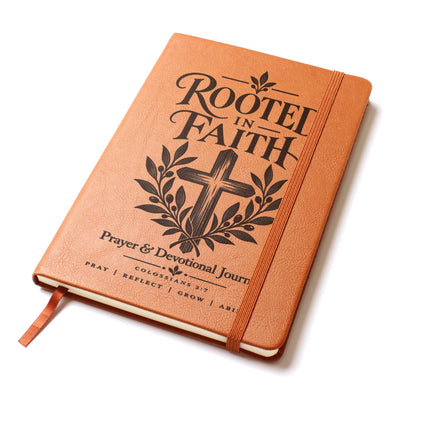 Rooted in Faith – Colossians 2:7 Engraved Vegan Leather Prayer Journal