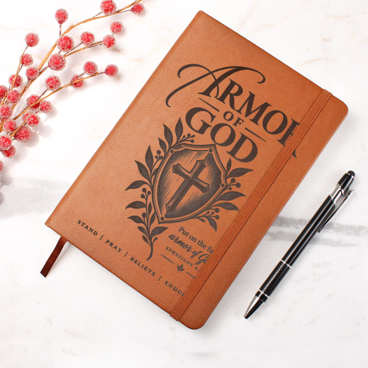 Armor of God – Ephesians 6:11 Engraved Vegan Leather Prayer Journal