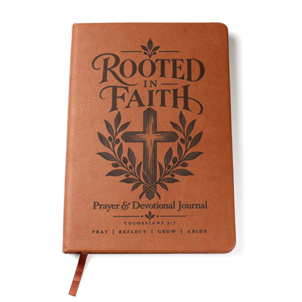Rooted in Faith – Colossians 2:7 Engraved Vegan Leather Prayer Journal