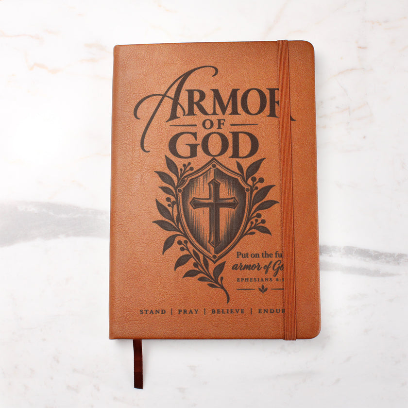 Armor of God – Ephesians 6:11 Engraved Vegan Leather Prayer Journal