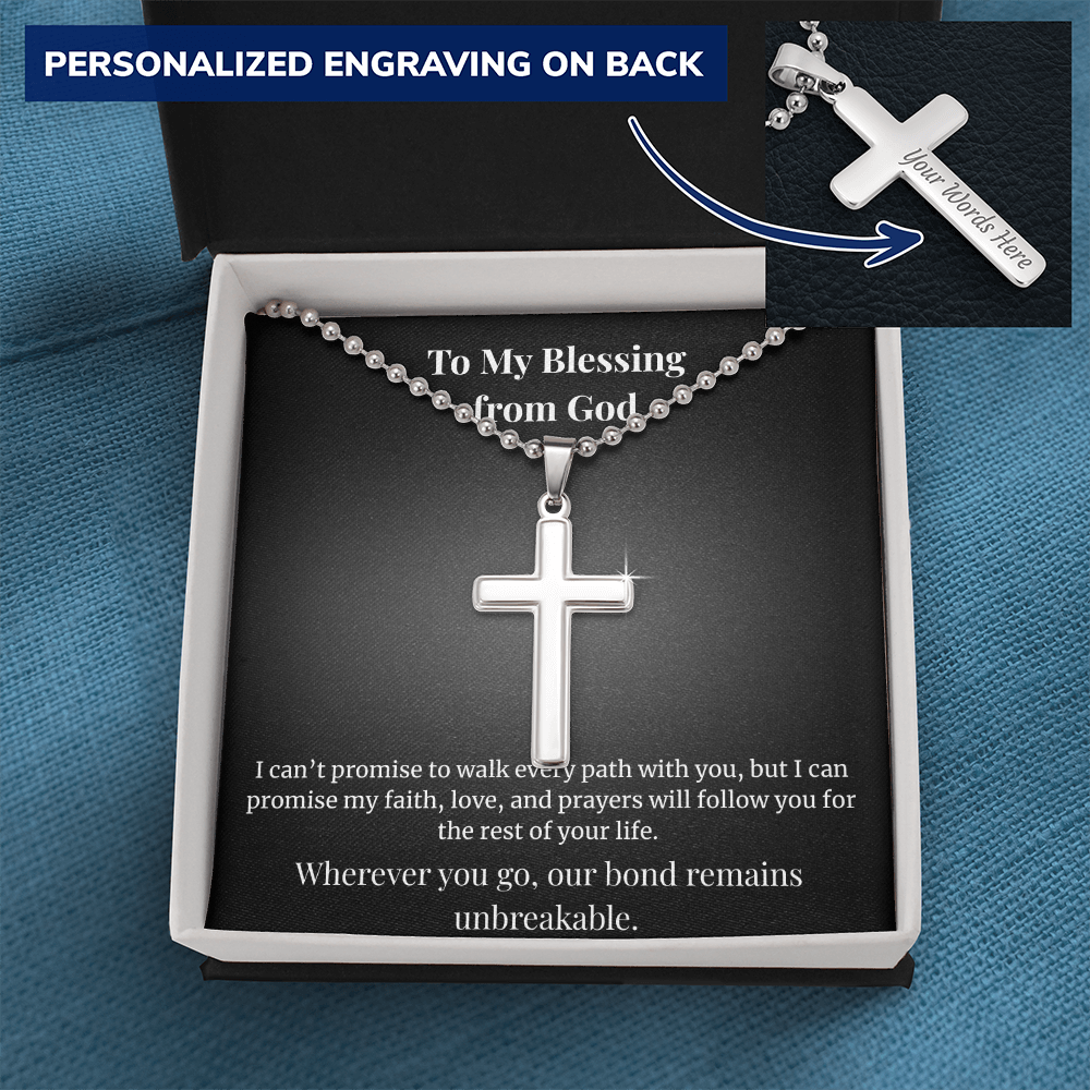 Personalized Cross Necklace - To My Blessing from God