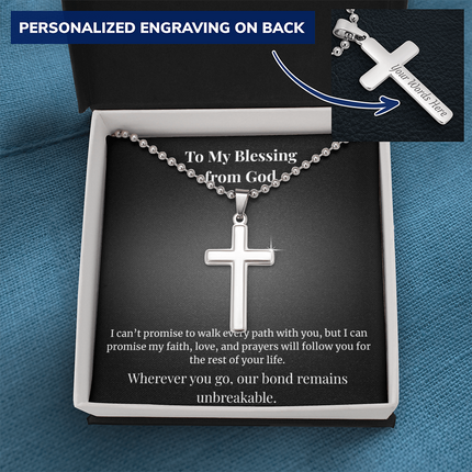 Personalized Cross Necklace - To My Blessing from God