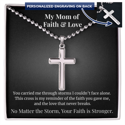 Personalized Cross Necklace- A Mom's Faith & Love