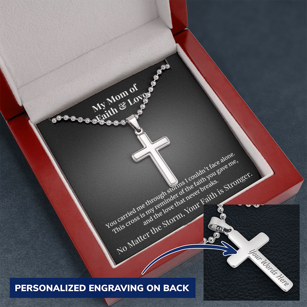 Personalized Cross Necklace- A Mom's Faith & Love
