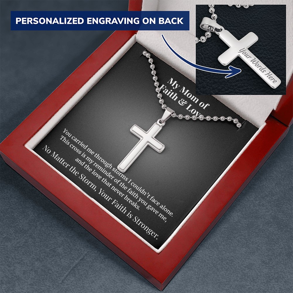 Personalized Cross Necklace- A Mom's Faith & Love