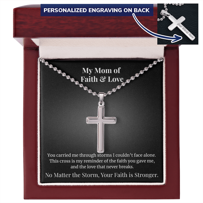 Personalized Cross Necklace- A Mom's Faith & Love
