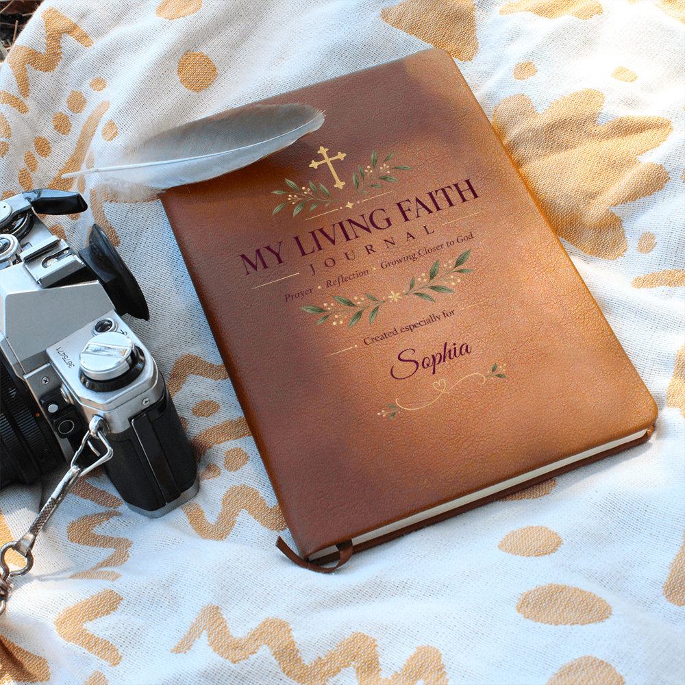 Personalized My Living Faith Journal – Vegan Leather Prayer & Reflection Journal