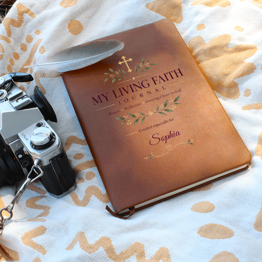 Personalized My Living Faith Journal – Vegan Leather Prayer & Reflection Journal