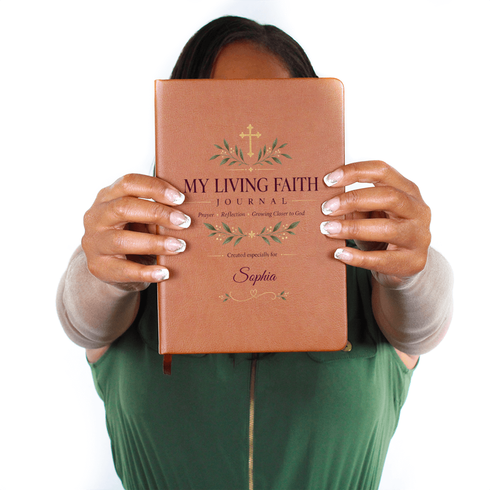 Personalized My Living Faith Journal – Vegan Leather Prayer & Reflection Journal