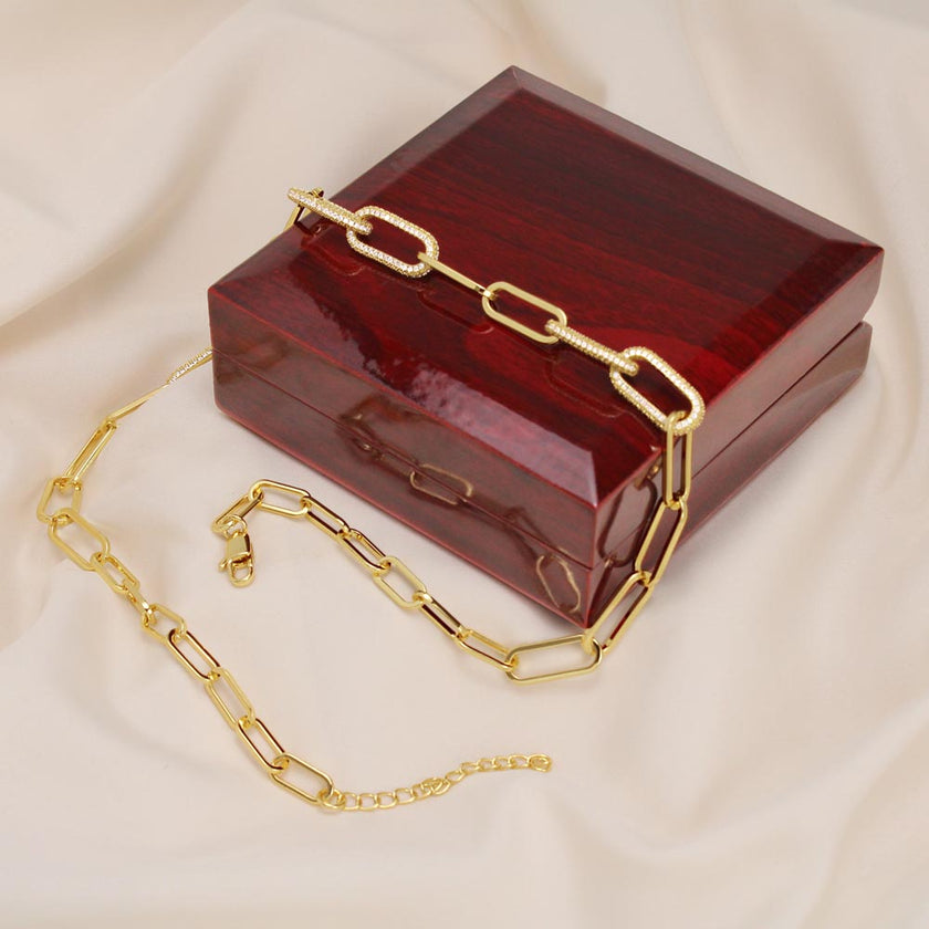 Empire Builder- CZ Paperclip Chain