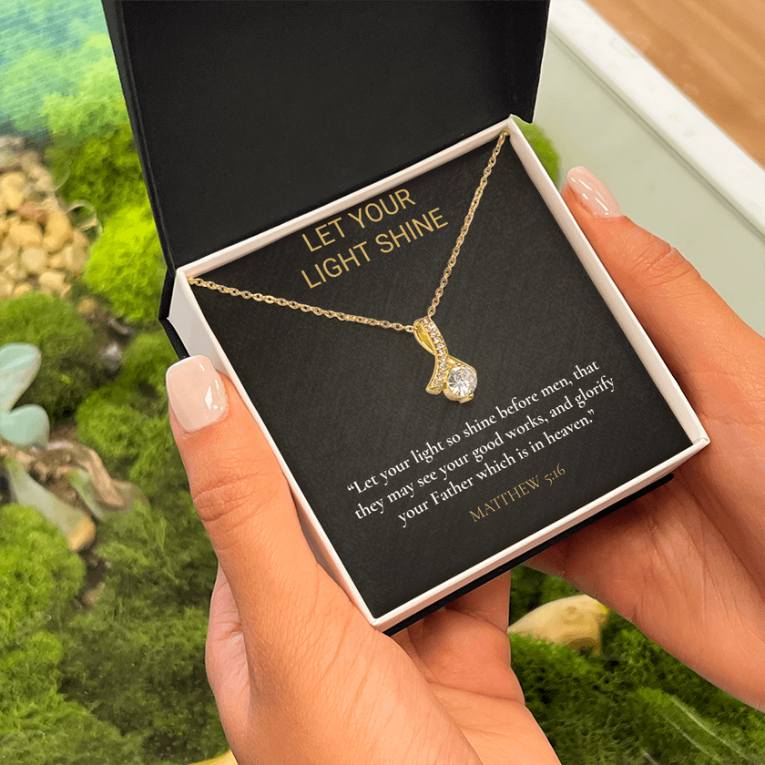 Let Your Light Shine Necklace – Matthew 5:16 Christian Gift
