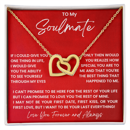 Soulmate Interlocking Hearts Necklace - Romantic Gift for Wife