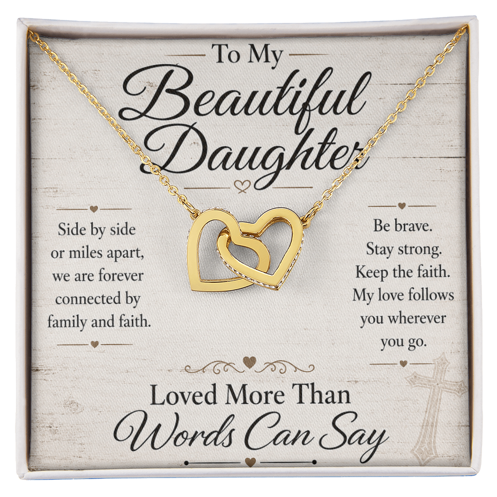 To My Beautiful Daughter - Interlocking Hearts Necklace - Anchored In Faith