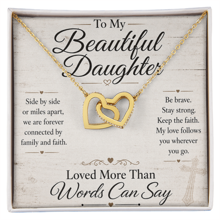 To My Beautiful Daughter - Interlocking Hearts Necklace - Anchored In Faith