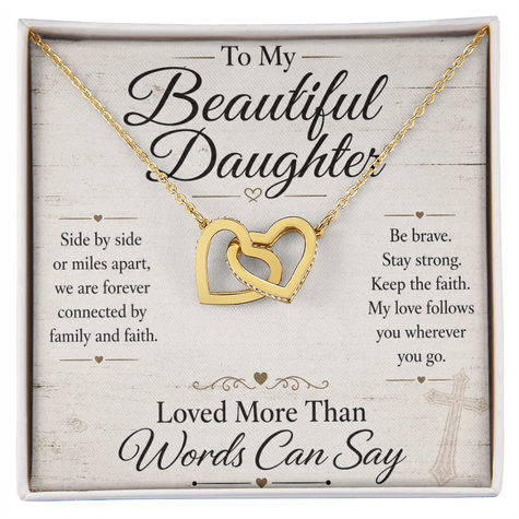 To My Beautiful Daughter - Interlocking Hearts Necklace - Anchored In Faith