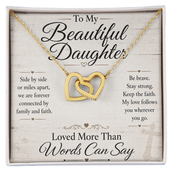 To My Beautiful Daughter - Interlocking Hearts Necklace - Anchored In Faith