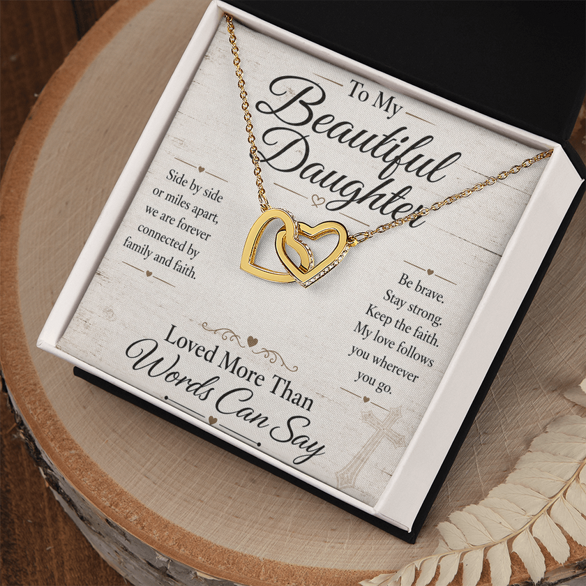 To My Beautiful Daughter - Interlocking Hearts Necklace - Anchored In Faith