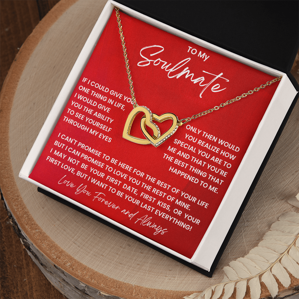Soulmate Interlocking Hearts Necklace - Romantic Gift for Wife