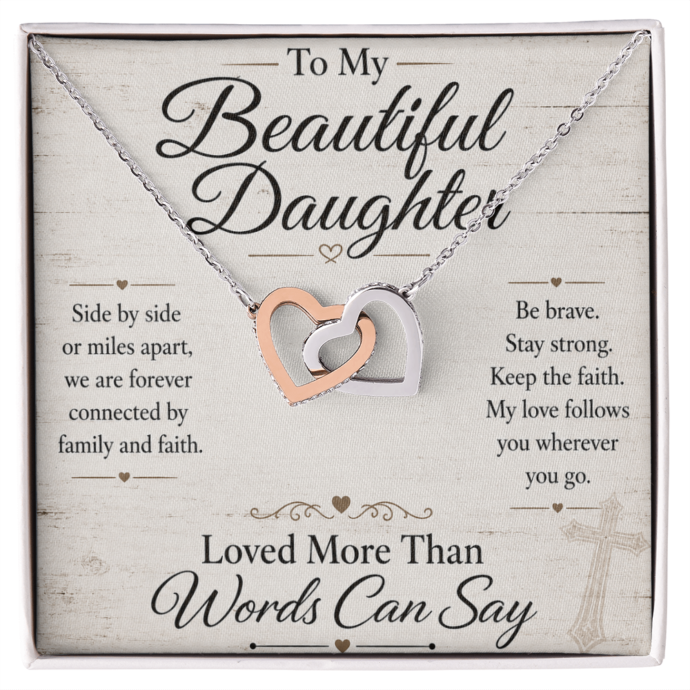 To My Beautiful Daughter - Interlocking Hearts Necklace - Anchored In Faith