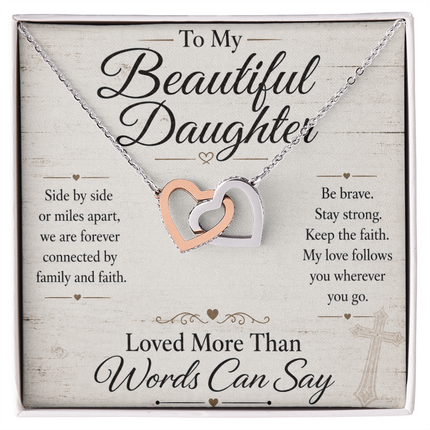 To My Beautiful Daughter - Interlocking Hearts Necklace - Anchored In Faith