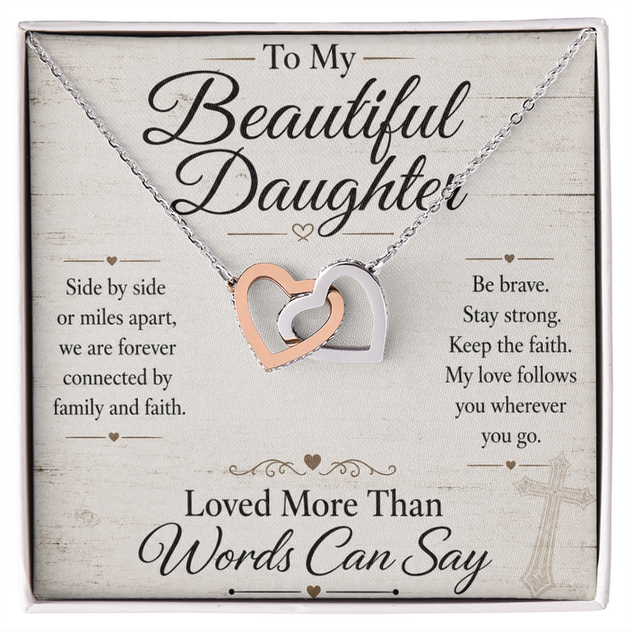 To My Beautiful Daughter - Interlocking Hearts Necklace - Anchored In Faith
