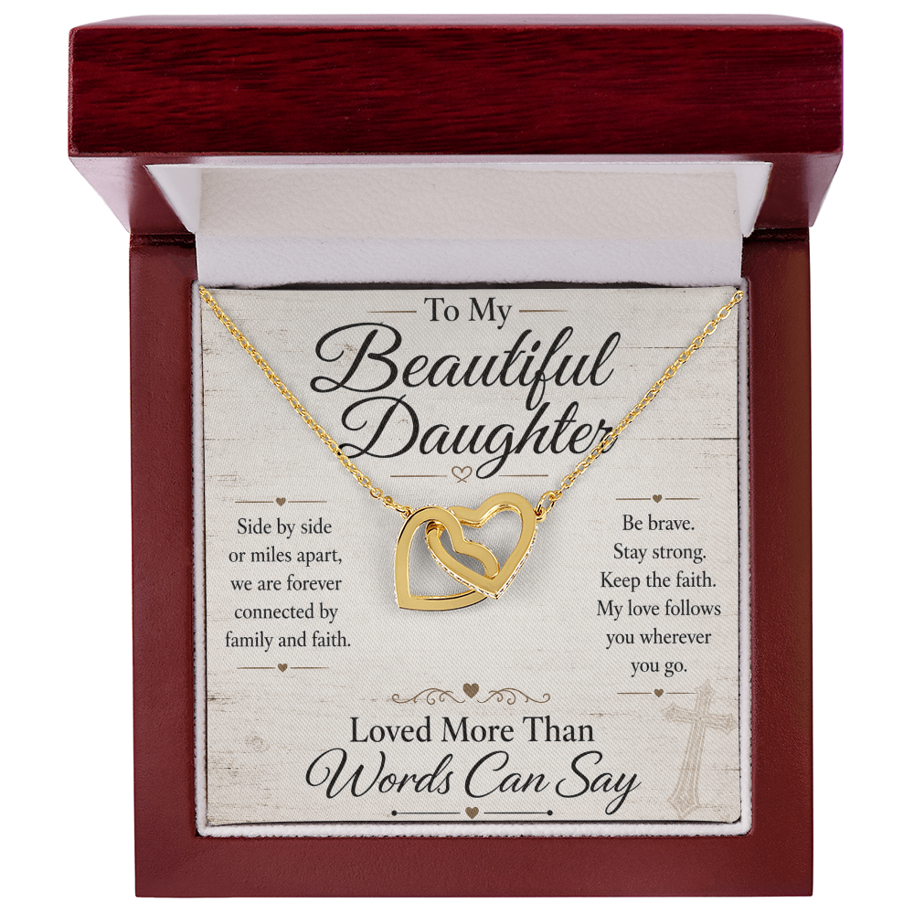 To My Beautiful Daughter - Interlocking Hearts Necklace - Anchored In Faith
