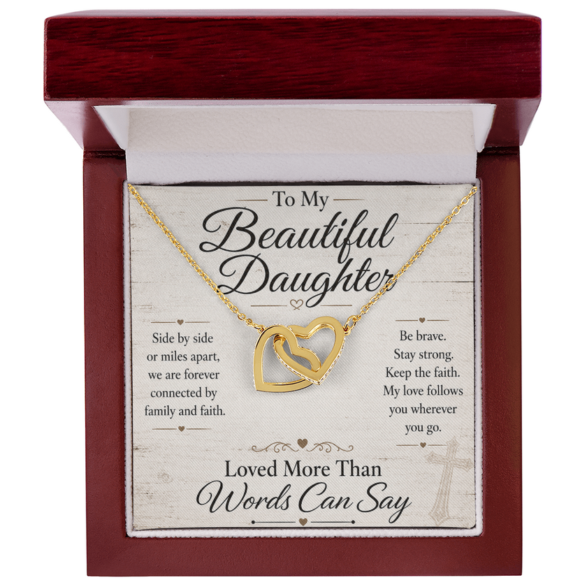 To My Beautiful Daughter - Interlocking Hearts Necklace - Anchored In Faith